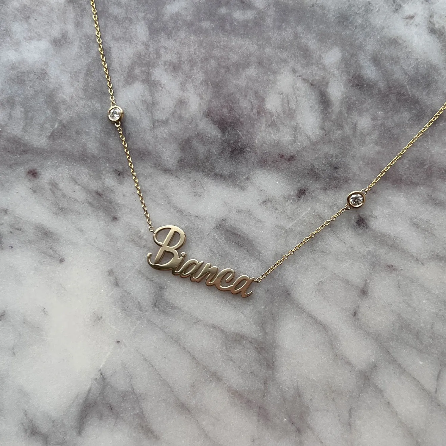 Diamond Bezel Personalized Name Necklace