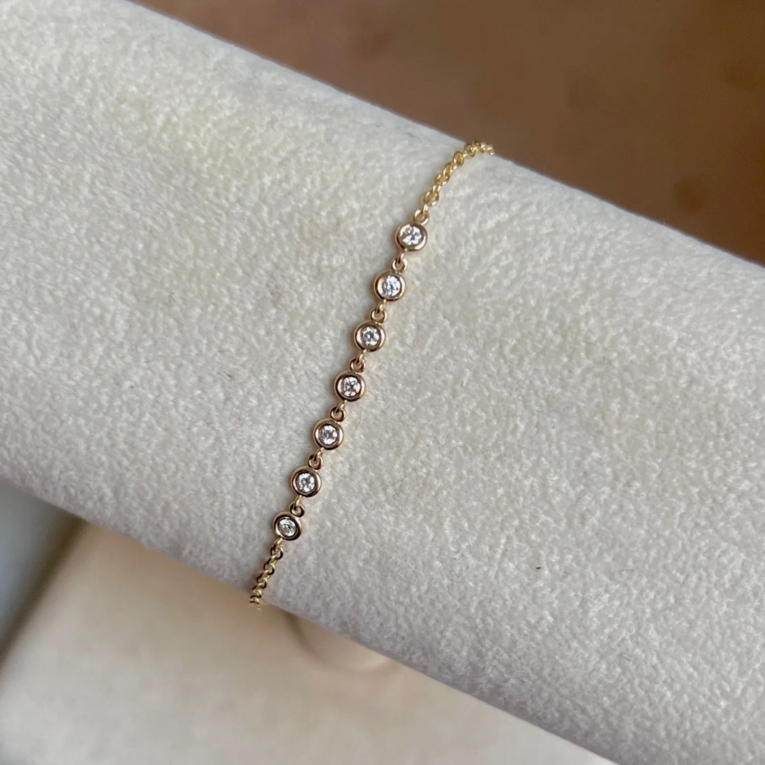 Diamond Bezel Station Bracelet -> Luxury Diamond Bracelet with Bezel Set Diamonds