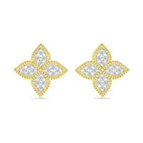 Diamond Clover Studs in Gold Braided