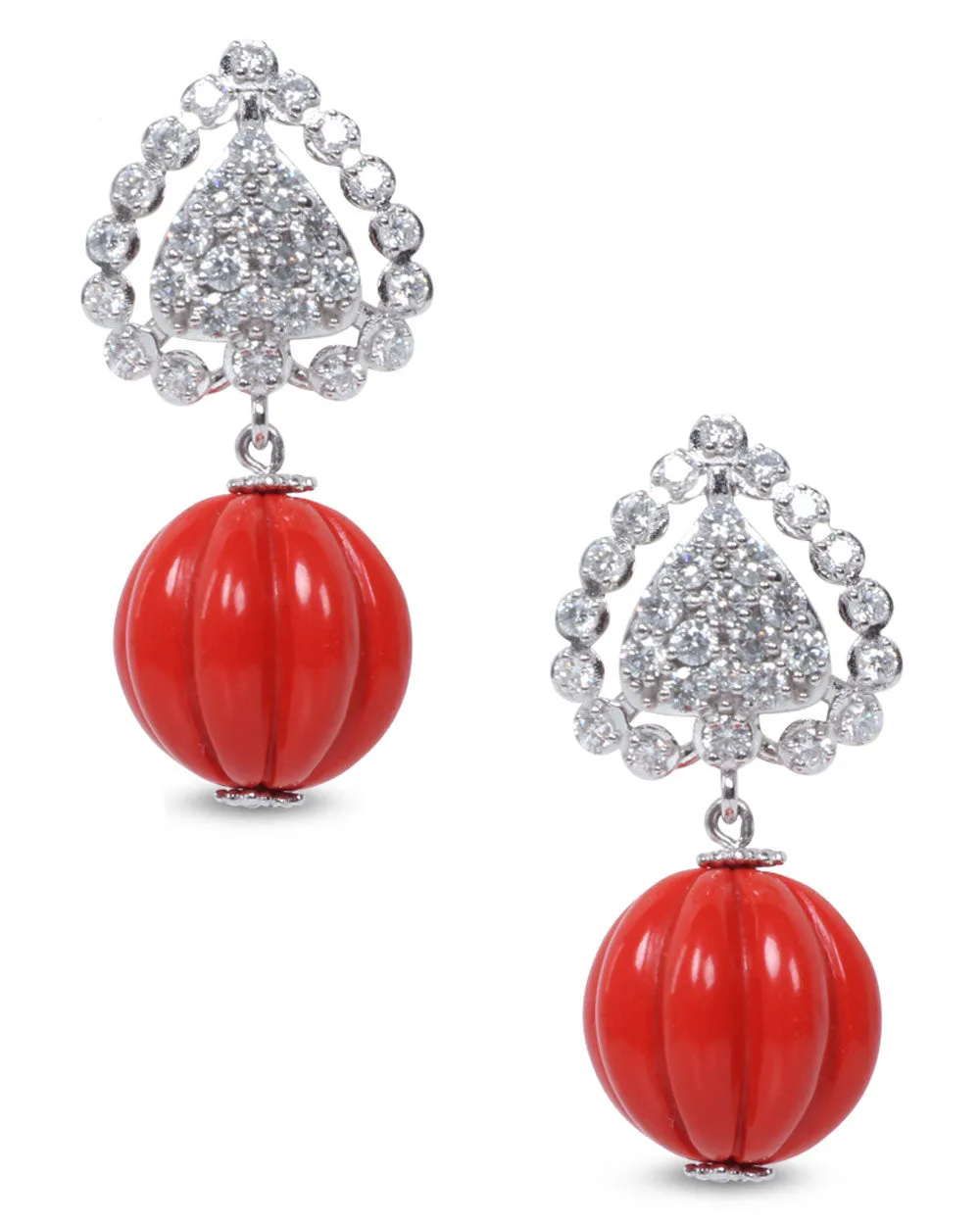 Diamond Coral Earrings