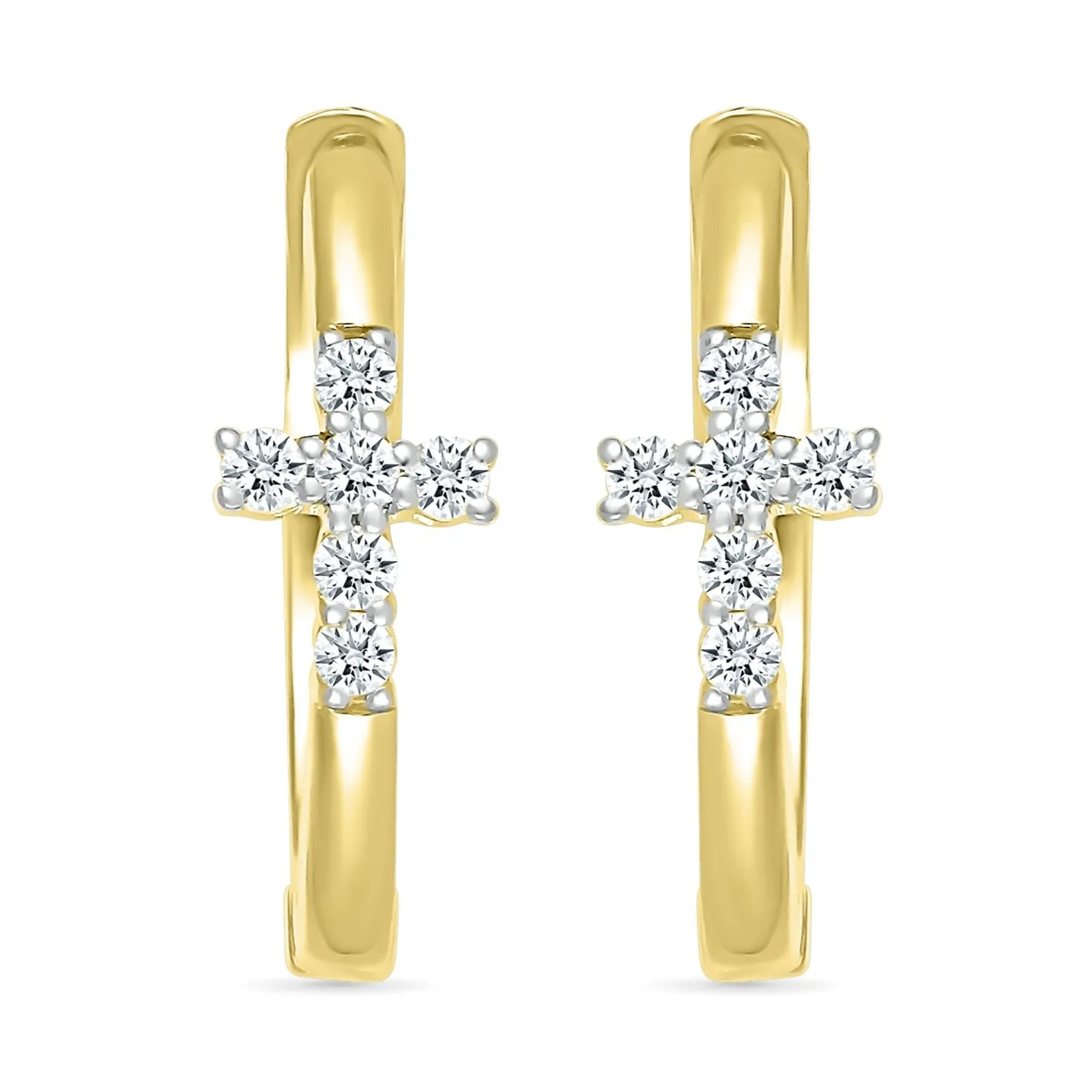 Diamond Cross Hoop Earrings - Buy Online, Best Prices