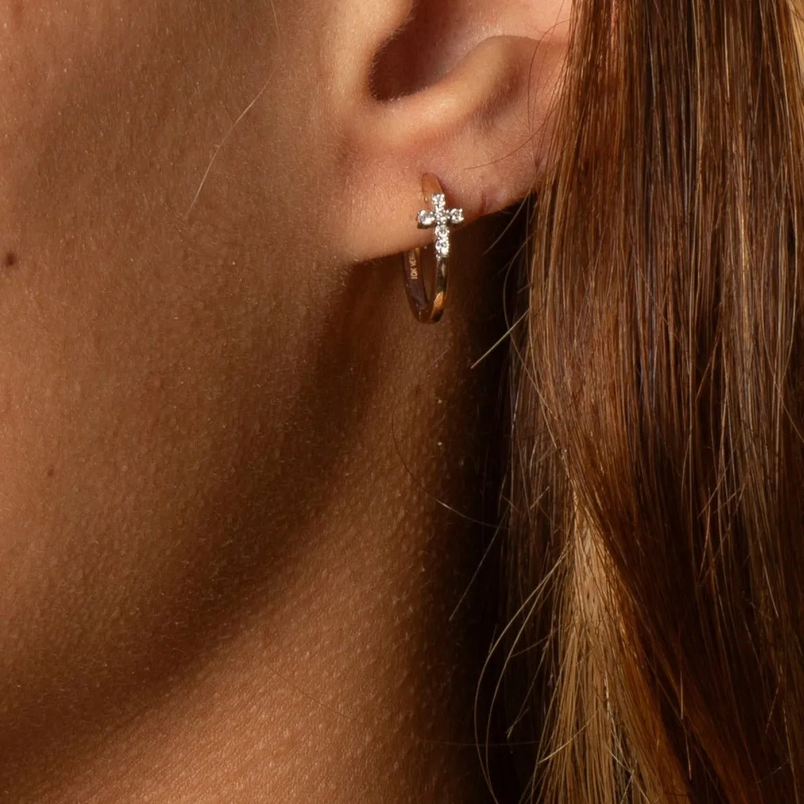 Diamond Cross Hoop Earrings - Buy Online, Best Prices