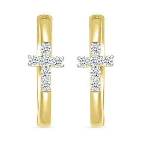 Diamond Cross Hoop Earrings - Buy Online, Best Prices