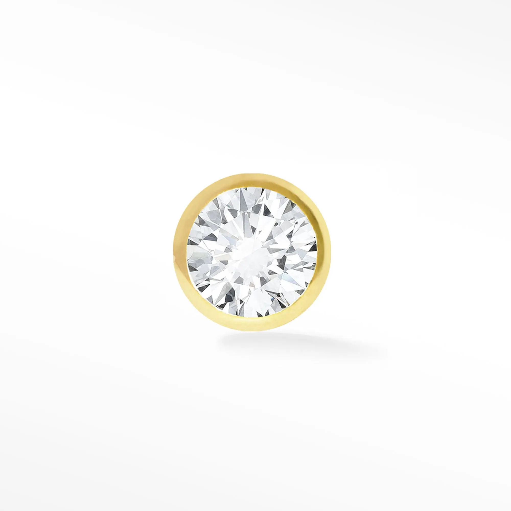 Diamond Flat Back Earrings - 2mm Bezel, 14k Yellow Gold