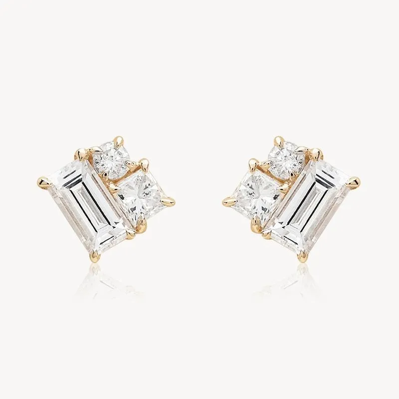 Diamond Geometric Stud Earrings