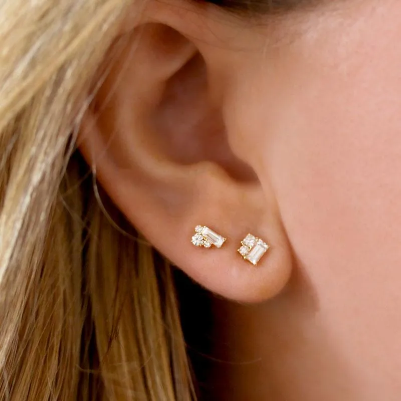 Diamond Geometric Stud Earrings