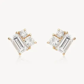 Diamond Geometric Stud Earrings