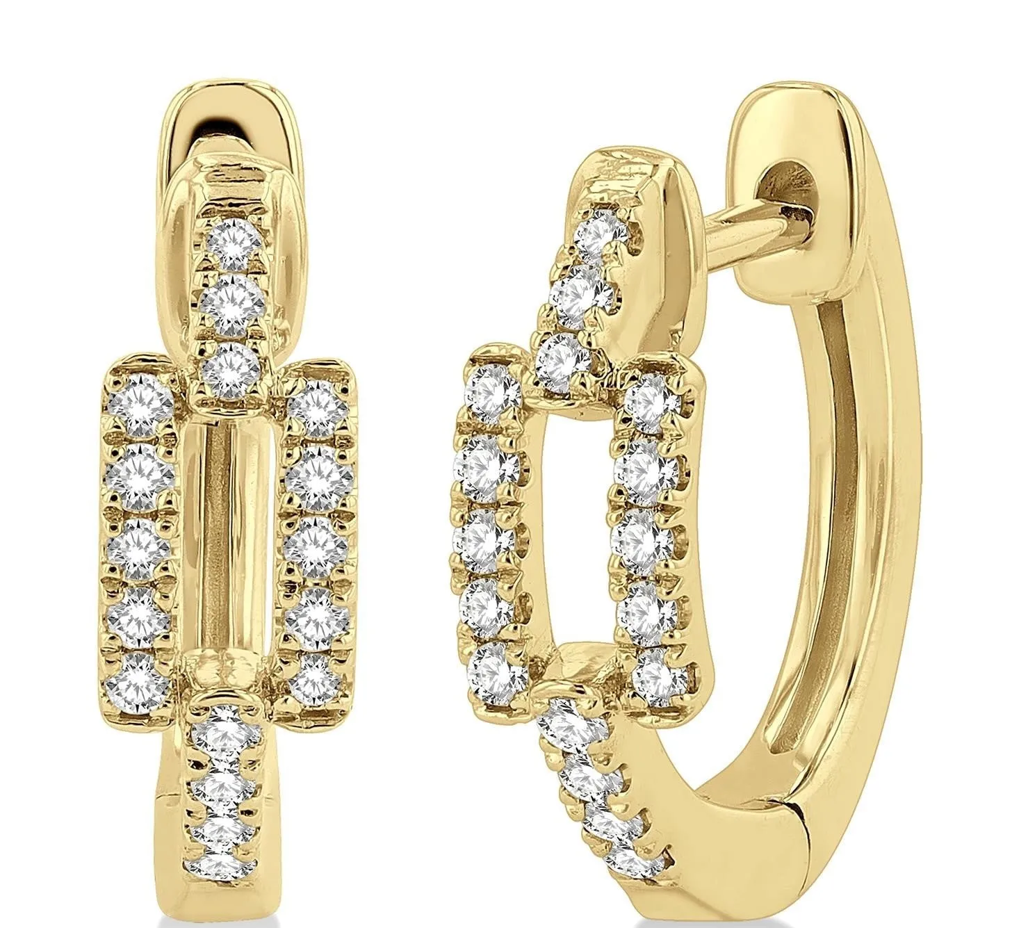 Diamond Huggie Earrings with Petite Paper Clip design - Buy Online