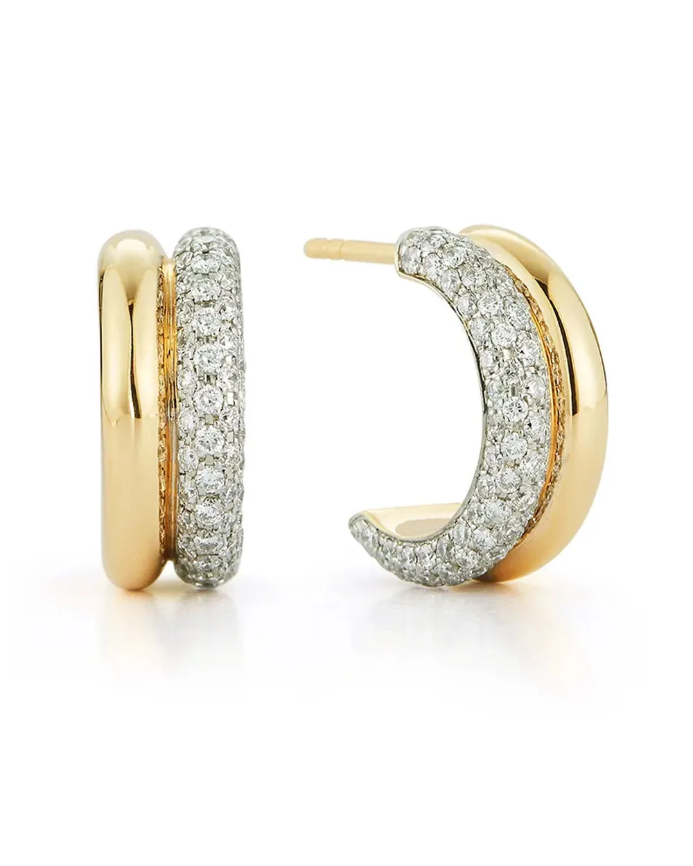 Diamond Huggie Earrings with Tubular Design