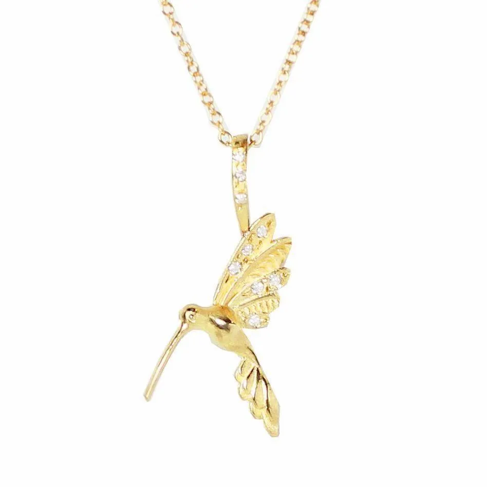 Diamond Hummingbird Necklace - Medium Size