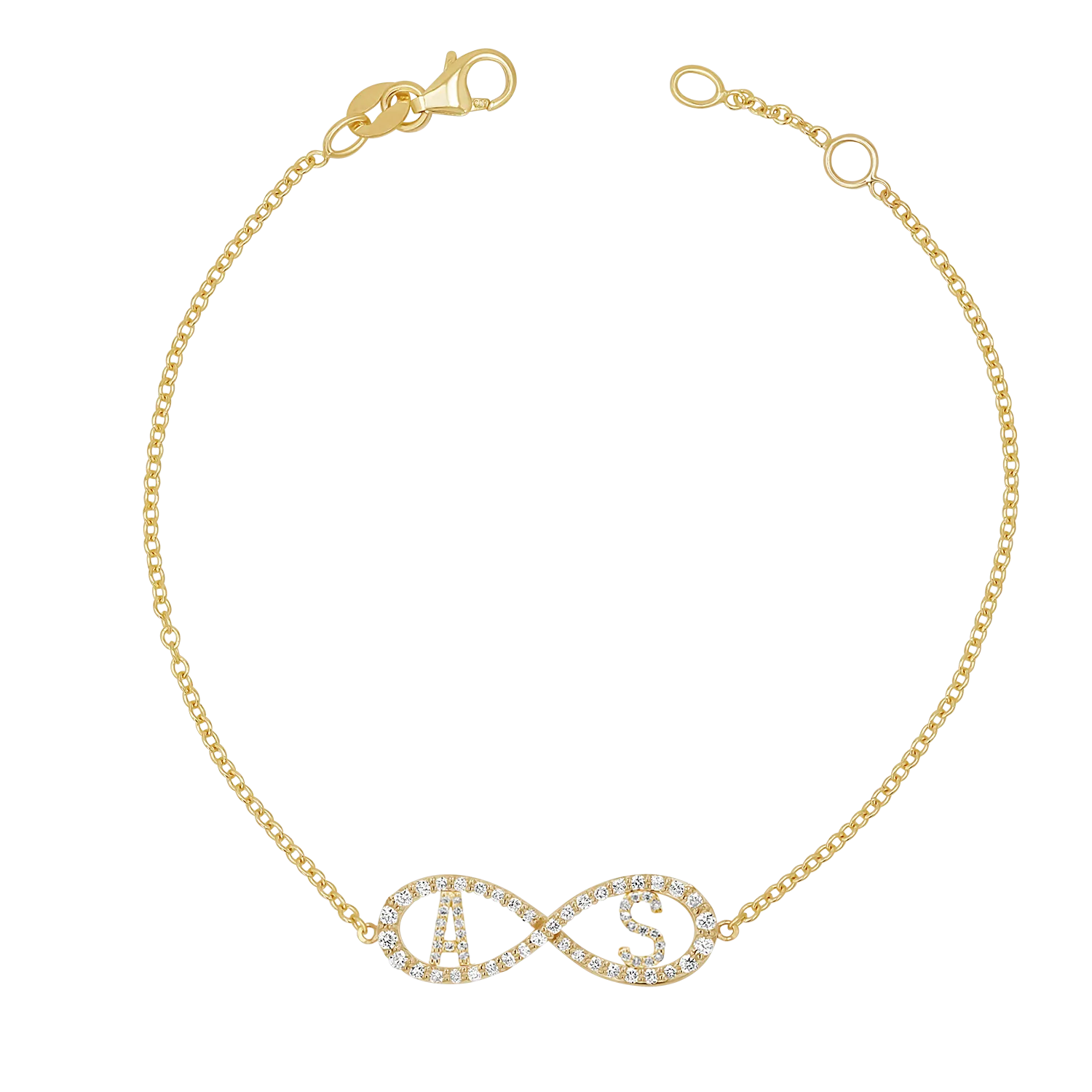 Diamond Infinity Letter Bracelet - Buy Online Now at Best Prices | Gorgeous Diamond Bracelet with Infinity Symbol and Personaliz