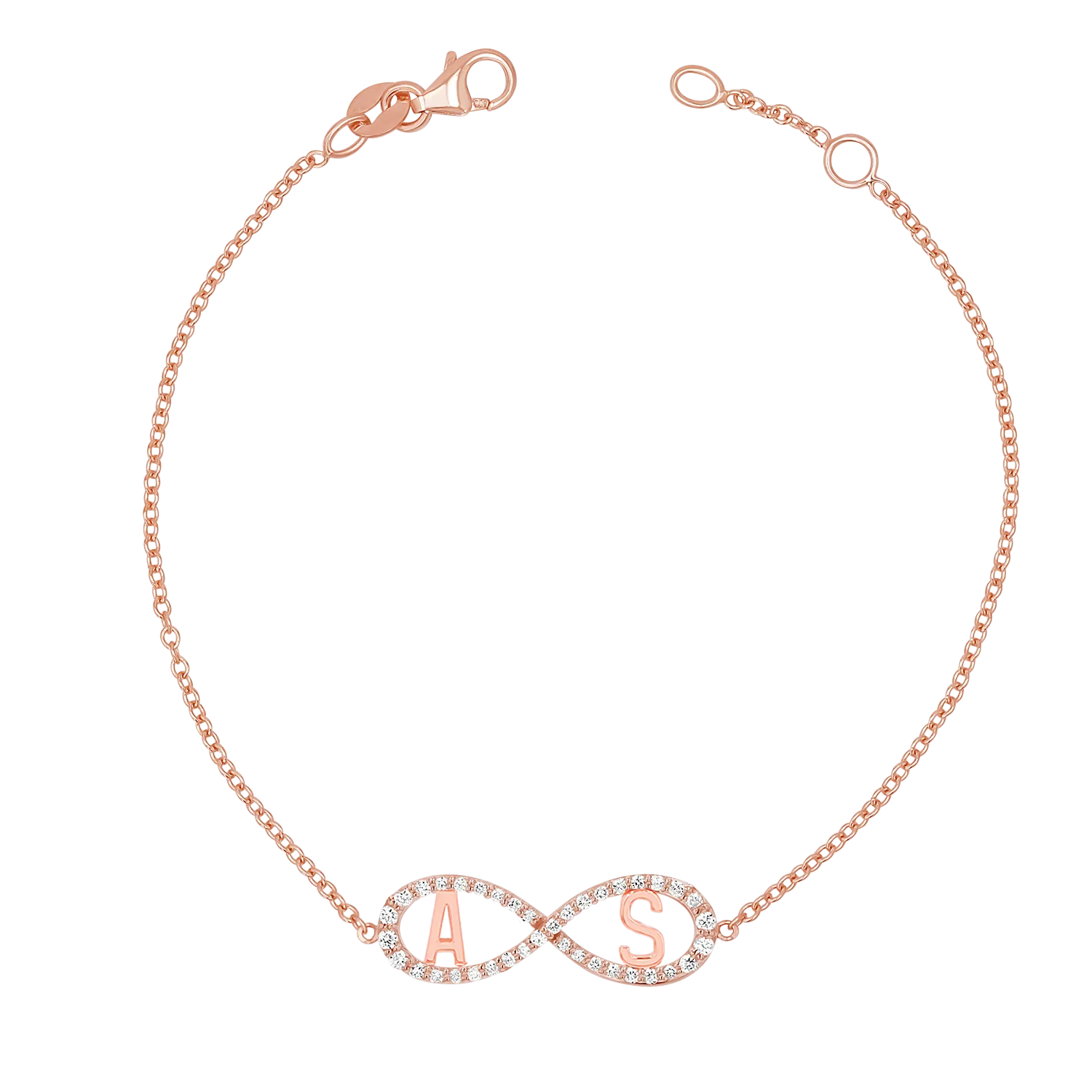 Diamond Infinity Letter Bracelet - Buy Online Now at Best Prices | Gorgeous Diamond Bracelet with Infinity Symbol and Personaliz