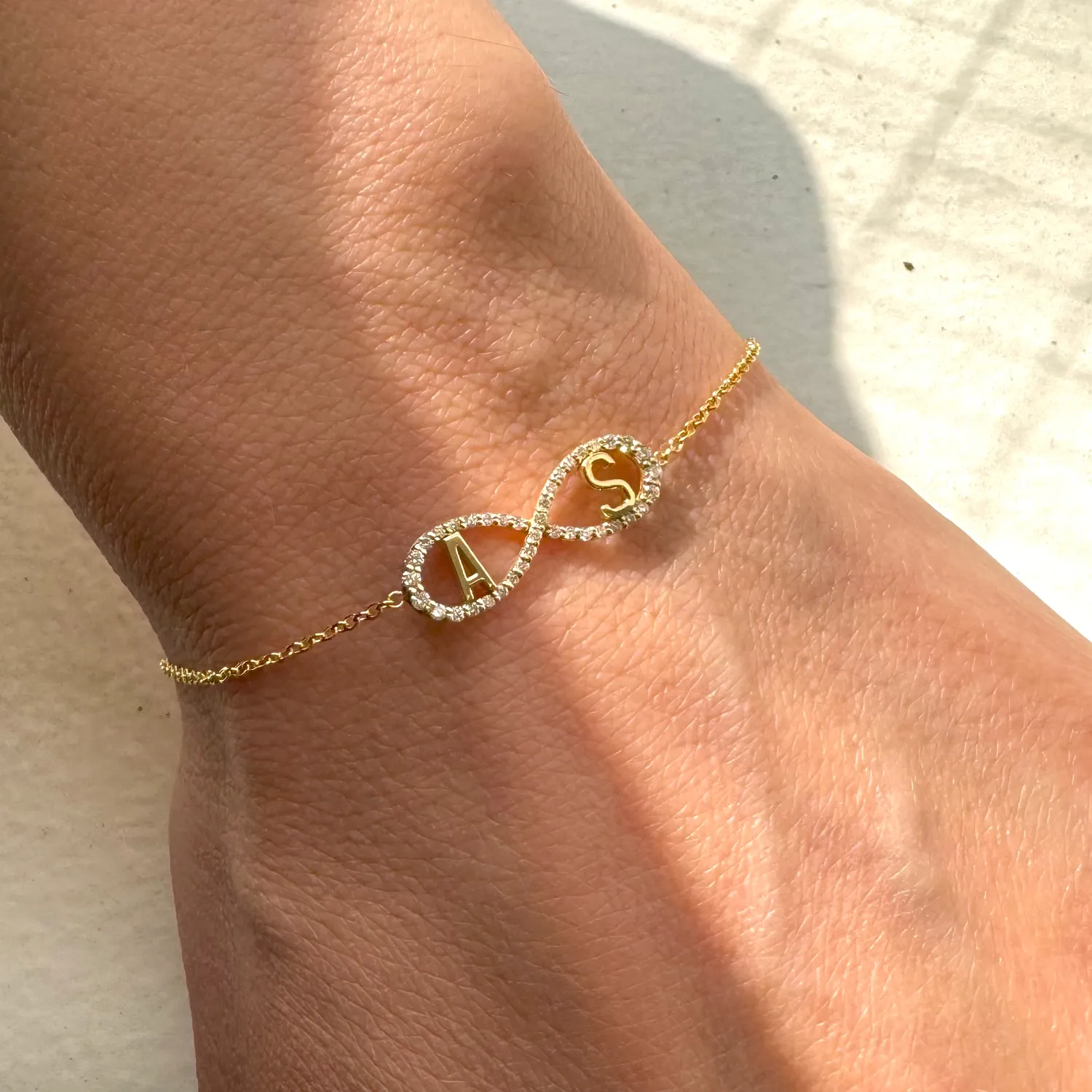 Diamond Infinity Letter Bracelet - Buy Online Now at Best Prices | Gorgeous Diamond Bracelet with Infinity Symbol and Personaliz