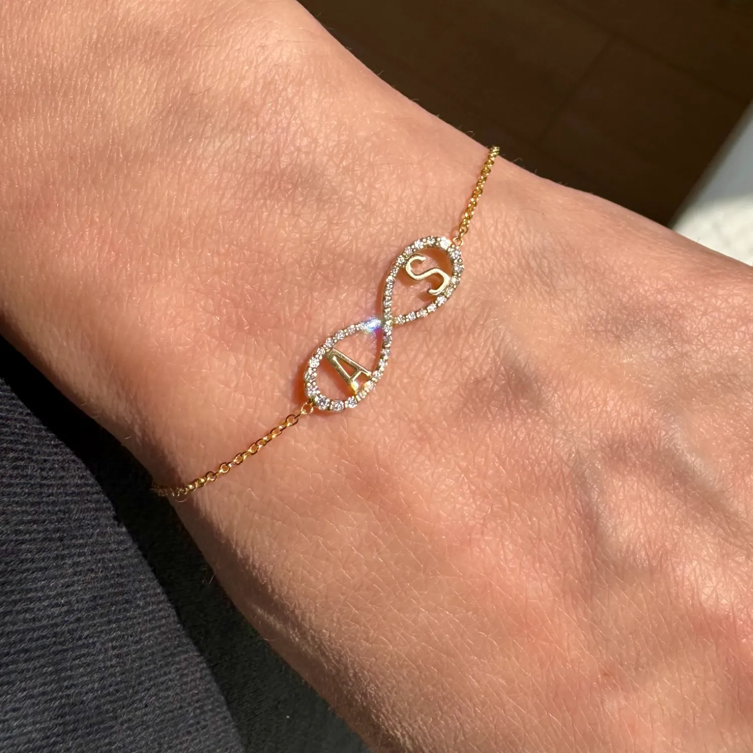 Diamond Infinity Letter Bracelet - Buy Online Now at Best Prices | Gorgeous Diamond Bracelet with Infinity Symbol and Personaliz