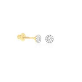 Diamond Pavé Earrings with Screw Back - Round Shape