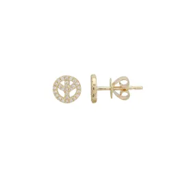 Diamond Peace Symbol Earrings