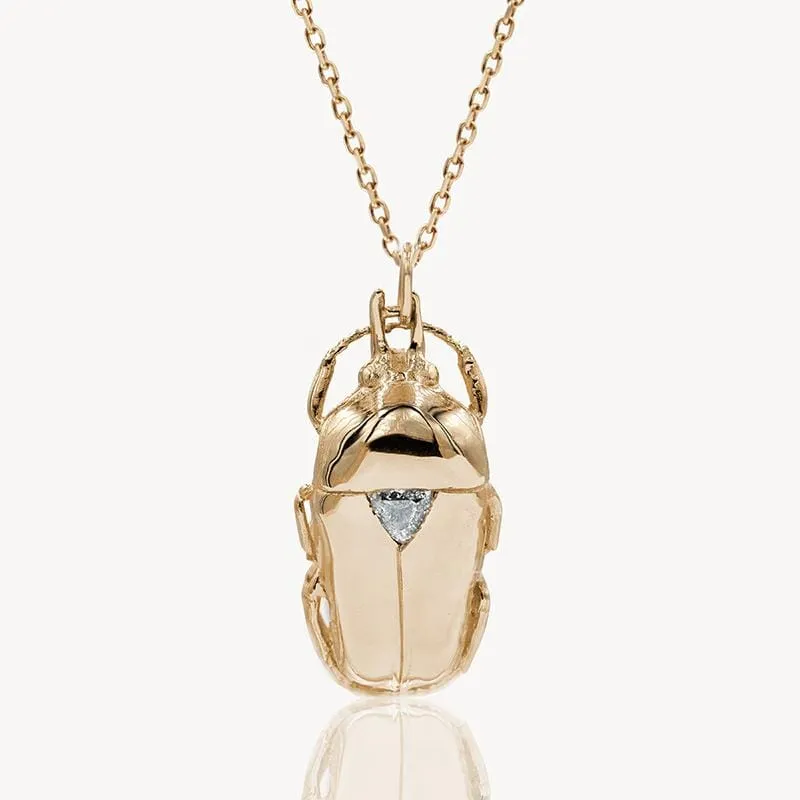 Diamond Scarab Pendant Necklace