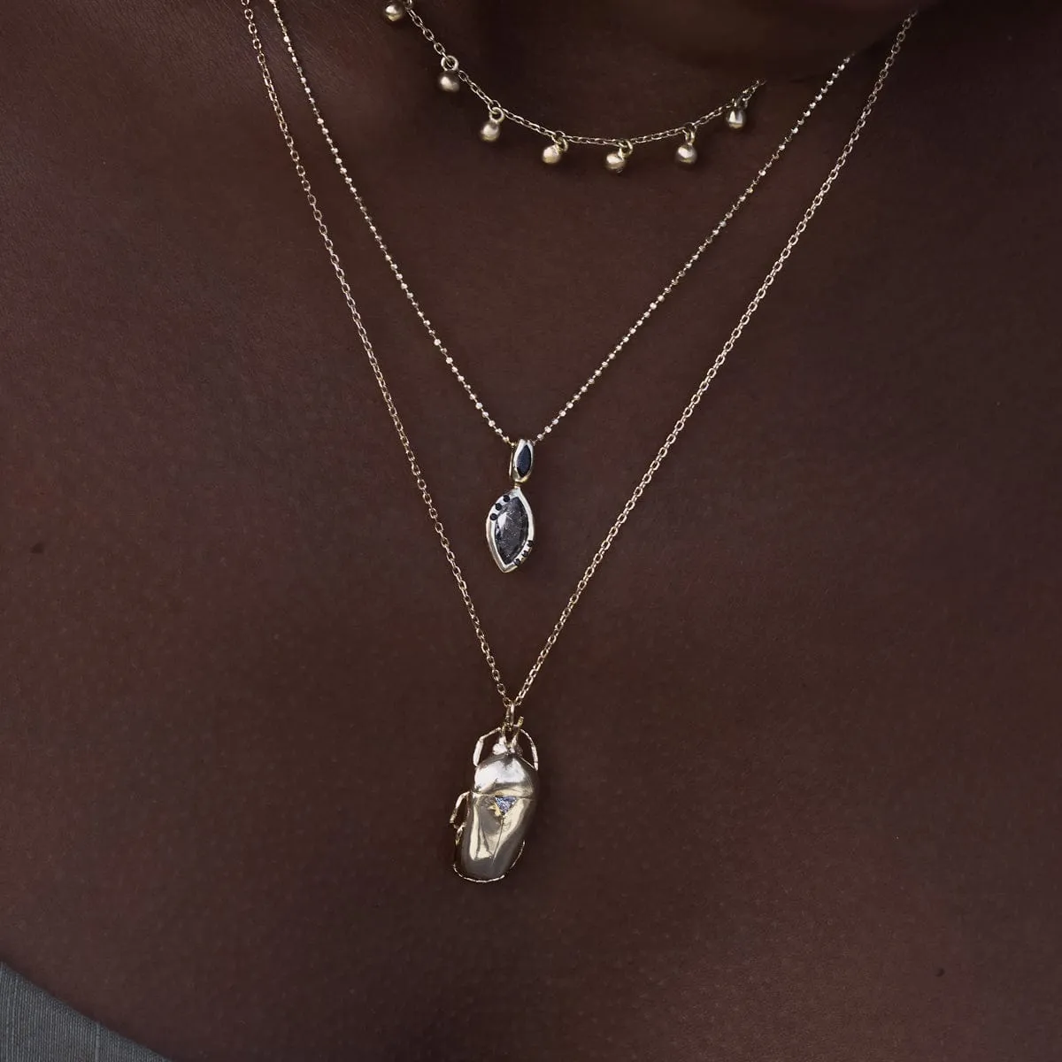 Diamond Scarab Pendant Necklace