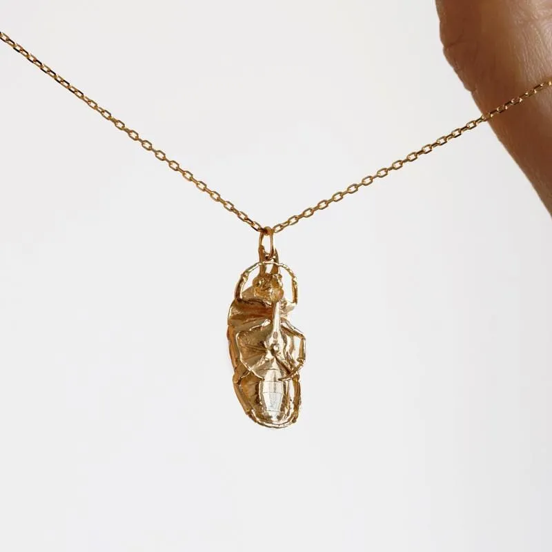 Diamond Scarab Pendant Necklace