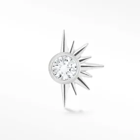 Diamond Star Earring, 14k White Gold, Flat Back