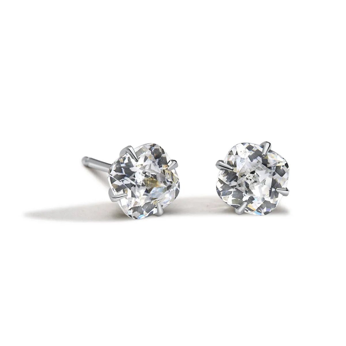 Diamond Stud Mount Cushion Shaped Prong Set