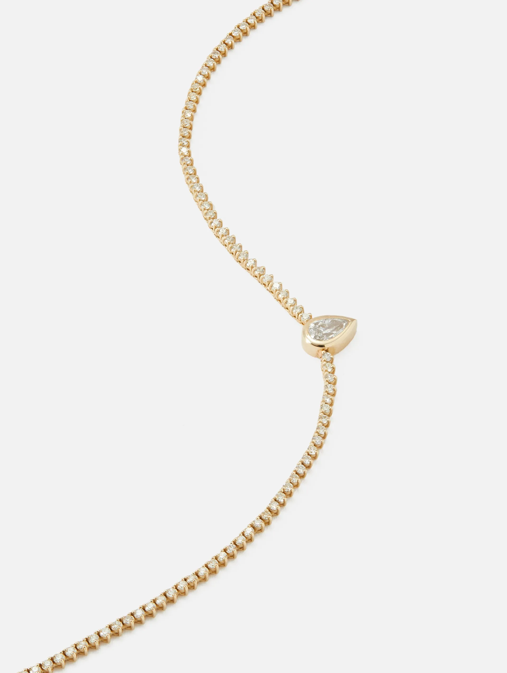 Diamond Tennis Necklace with Pear Diamond Pendant