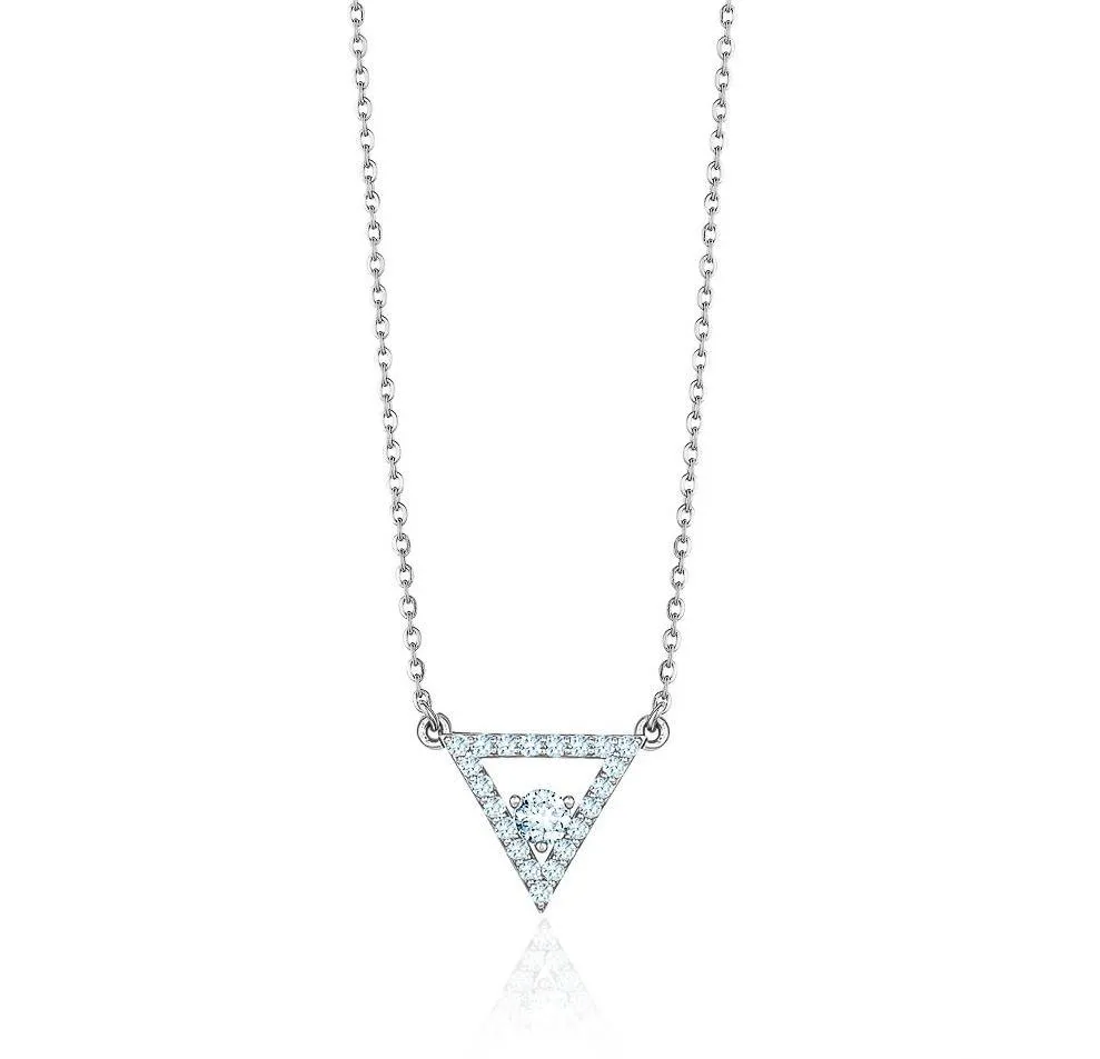 Diamond Triangle Necklace with 0.27 Carat Total Weight (Ctw)