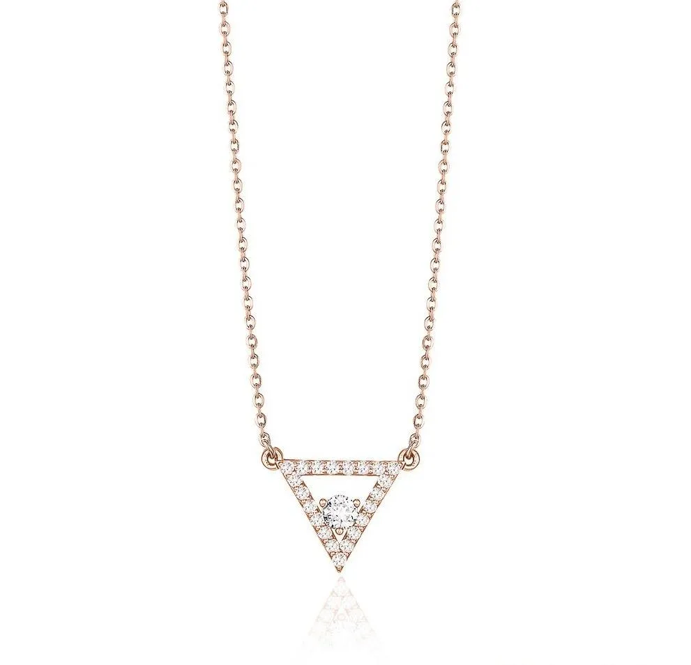 Diamond Triangle Necklace with 0.27 Carat Total Weight (Ctw)