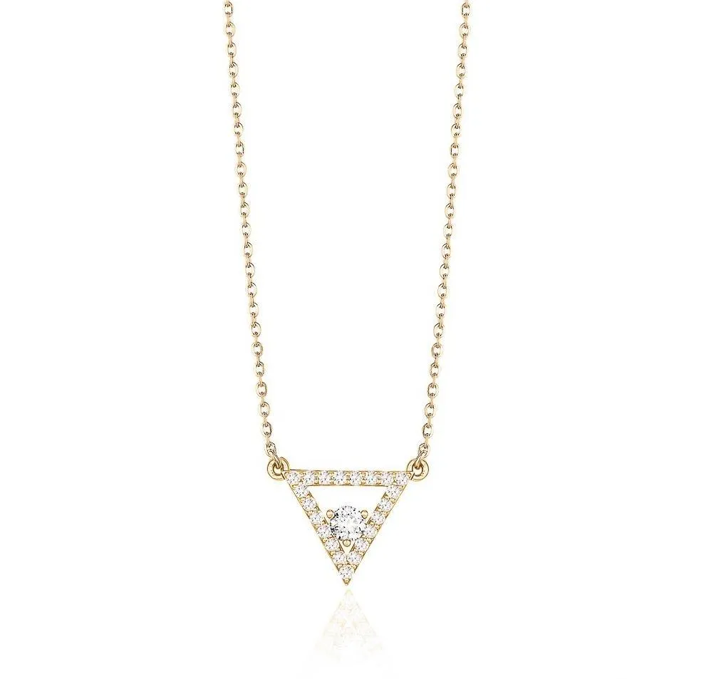 Diamond Triangle Necklace with 0.27 Carat Total Weight (Ctw)