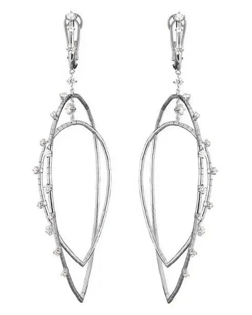 Double Diamond Pear Earrings - Two Diamond Pear Earrings