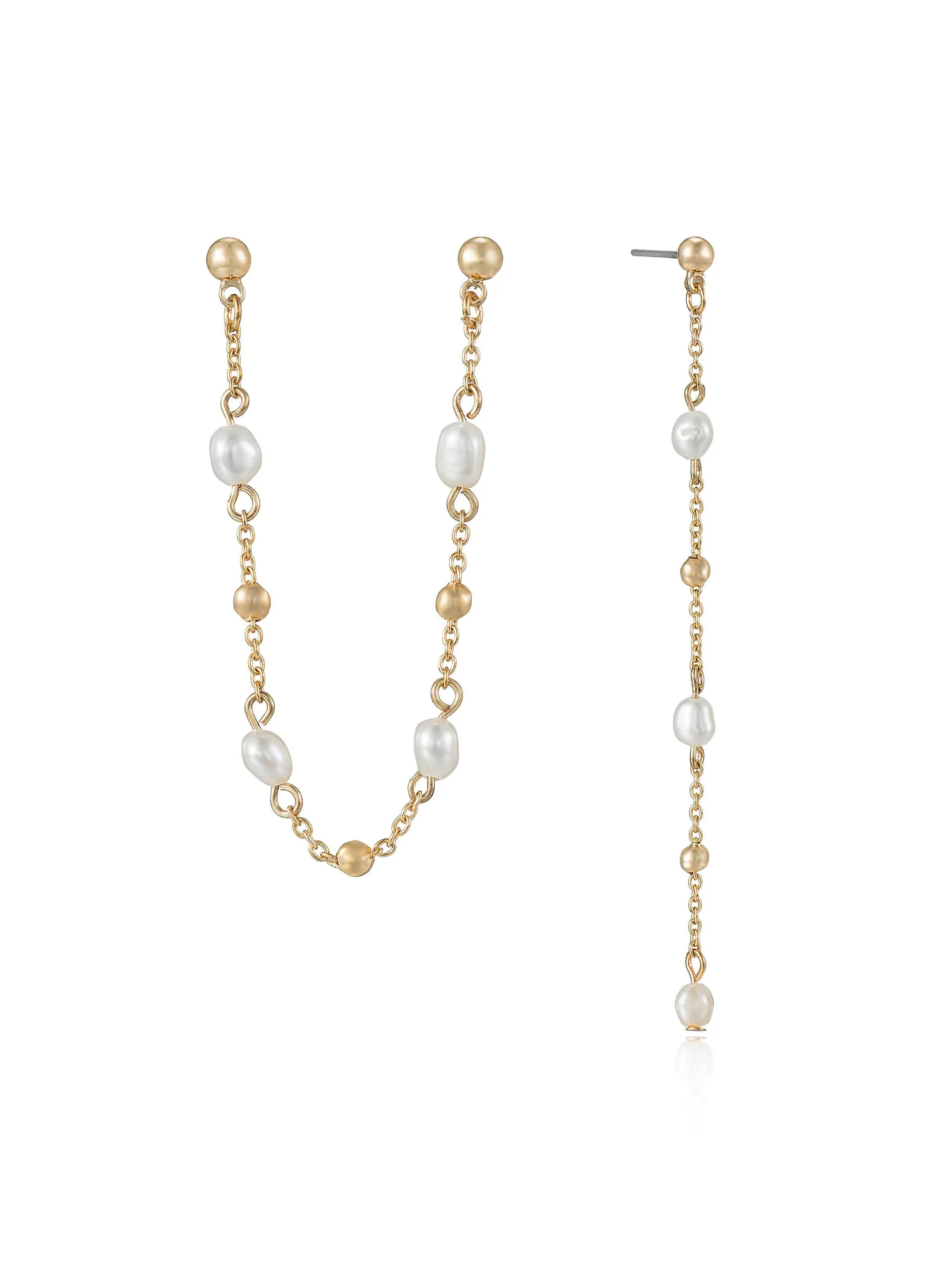 Double Piercing Freshwater Pearl Earrings