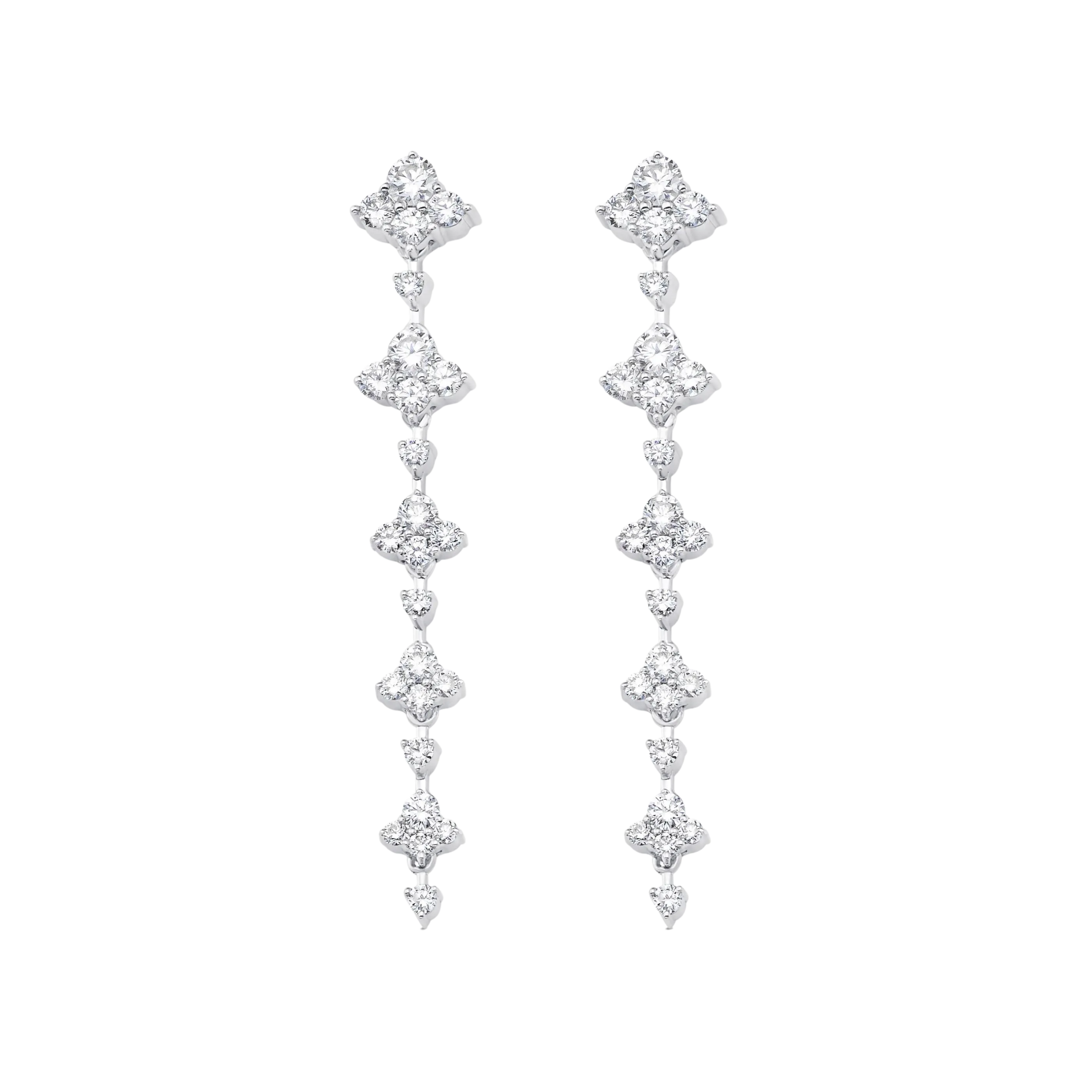 Dujour Gold Diamond Earrings - Full Five Diamond Dangle Earrings.