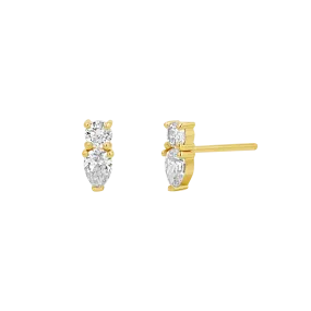 Duo Diamond Stud Earrings