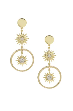 Eclipse Crystal Drop 18k Gold Plated Hoop Earrings