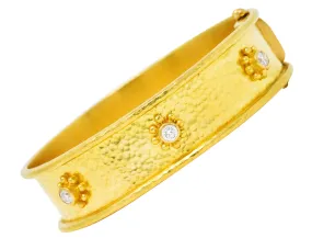 Elizabeth Locke Diamond Bangle Bracelet, 19 Karat Gold, Daisy Design