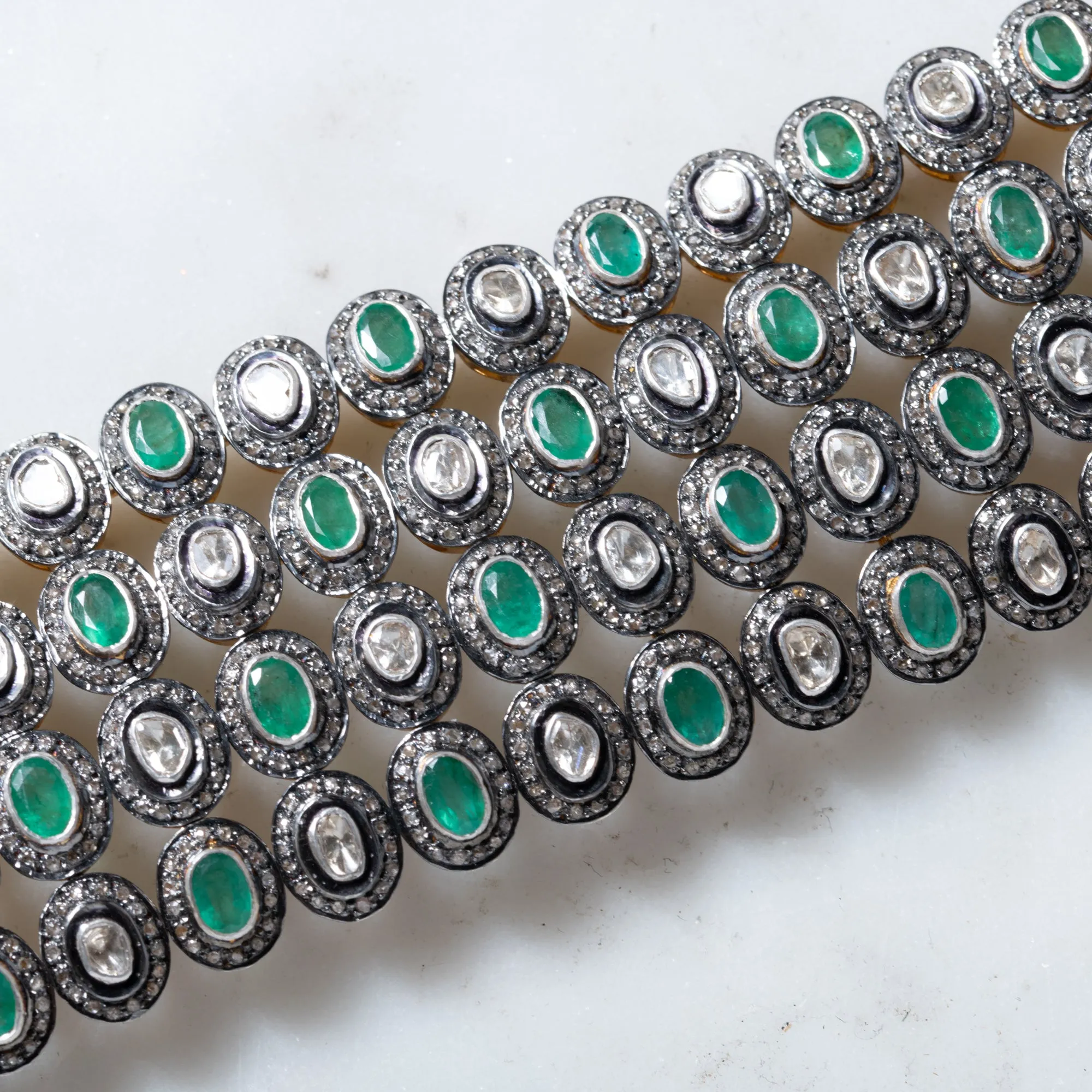 Emerald and Polki Diamond Bracelet