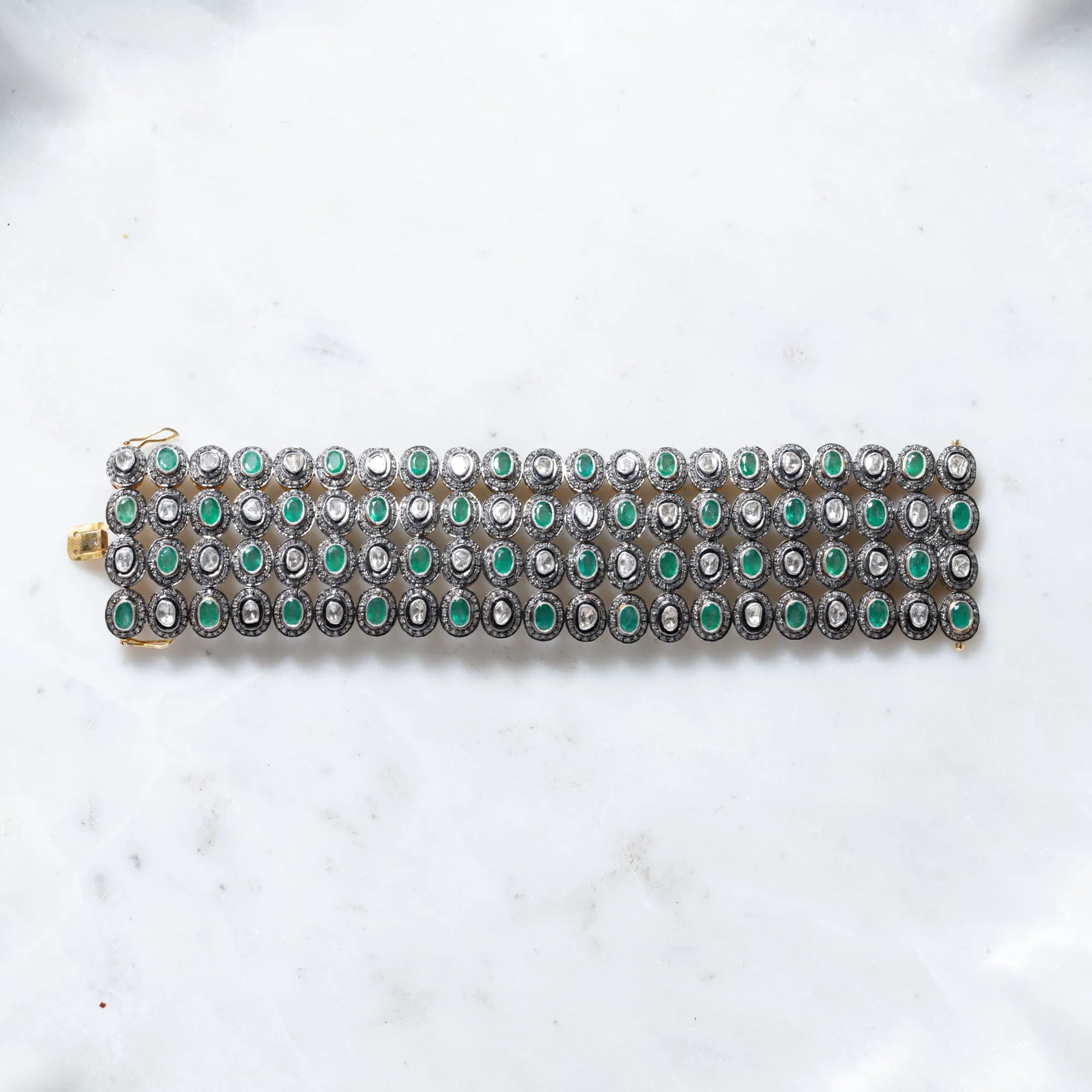 Emerald and Polki Diamond Bracelet