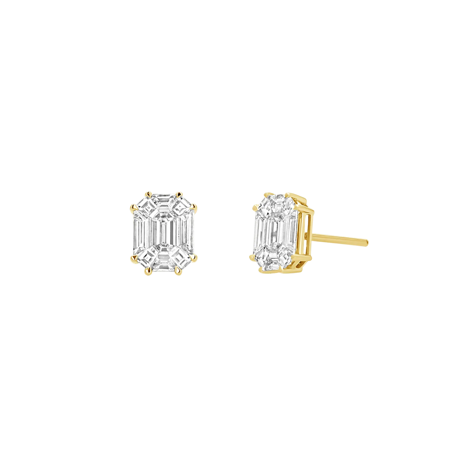 Emerald Cut Diamond Stud Earrings