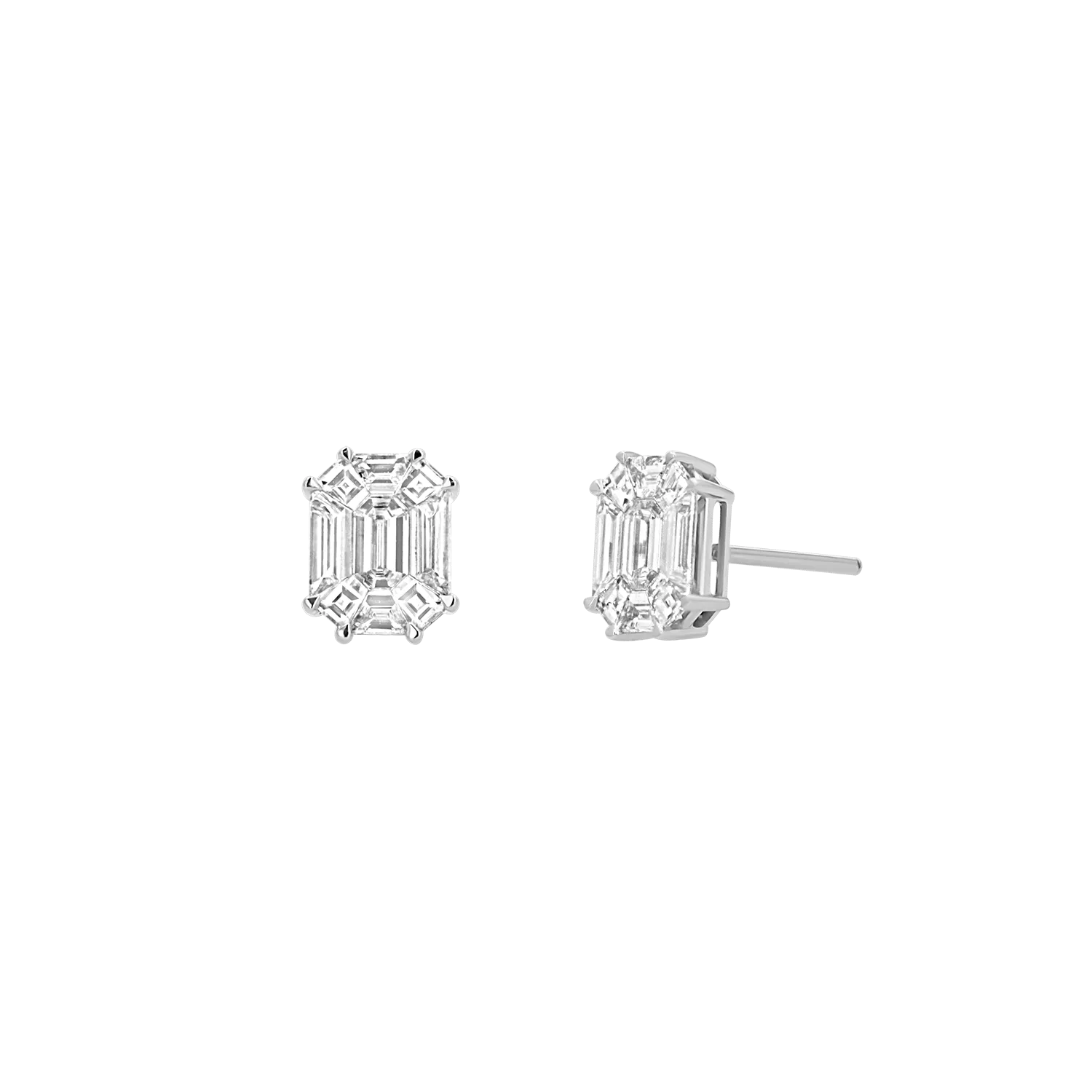 Emerald Cut Diamond Stud Earrings