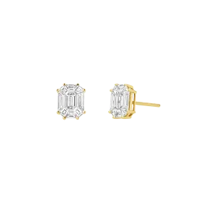 Emerald Cut Diamond Stud Earrings