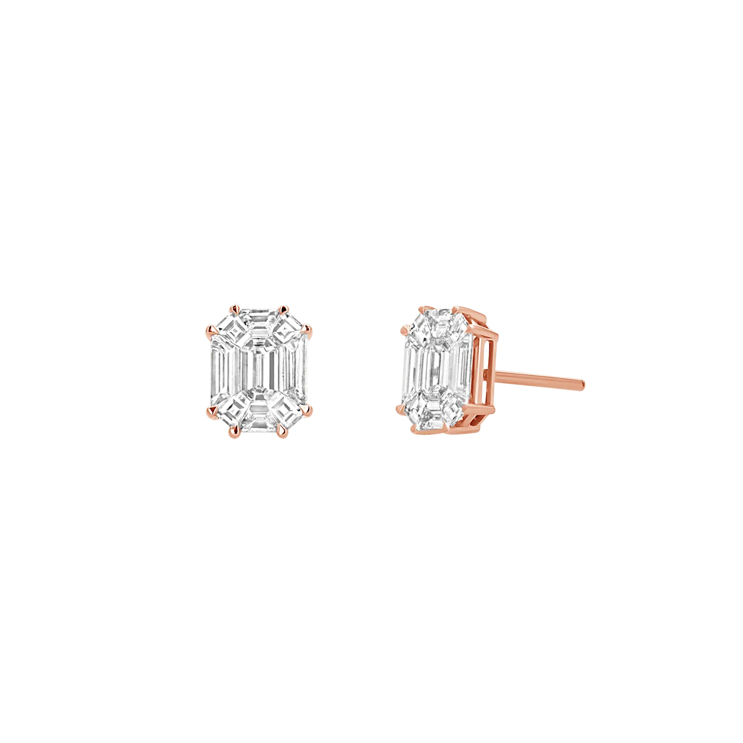 Emerald Cut Diamond Stud Earrings