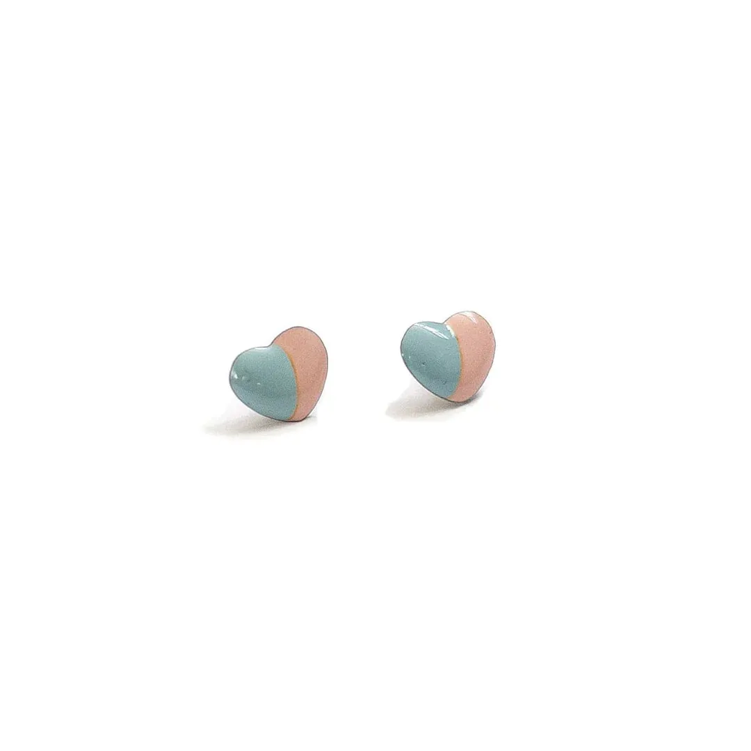 Enamel Heart Studs - Vintage Style