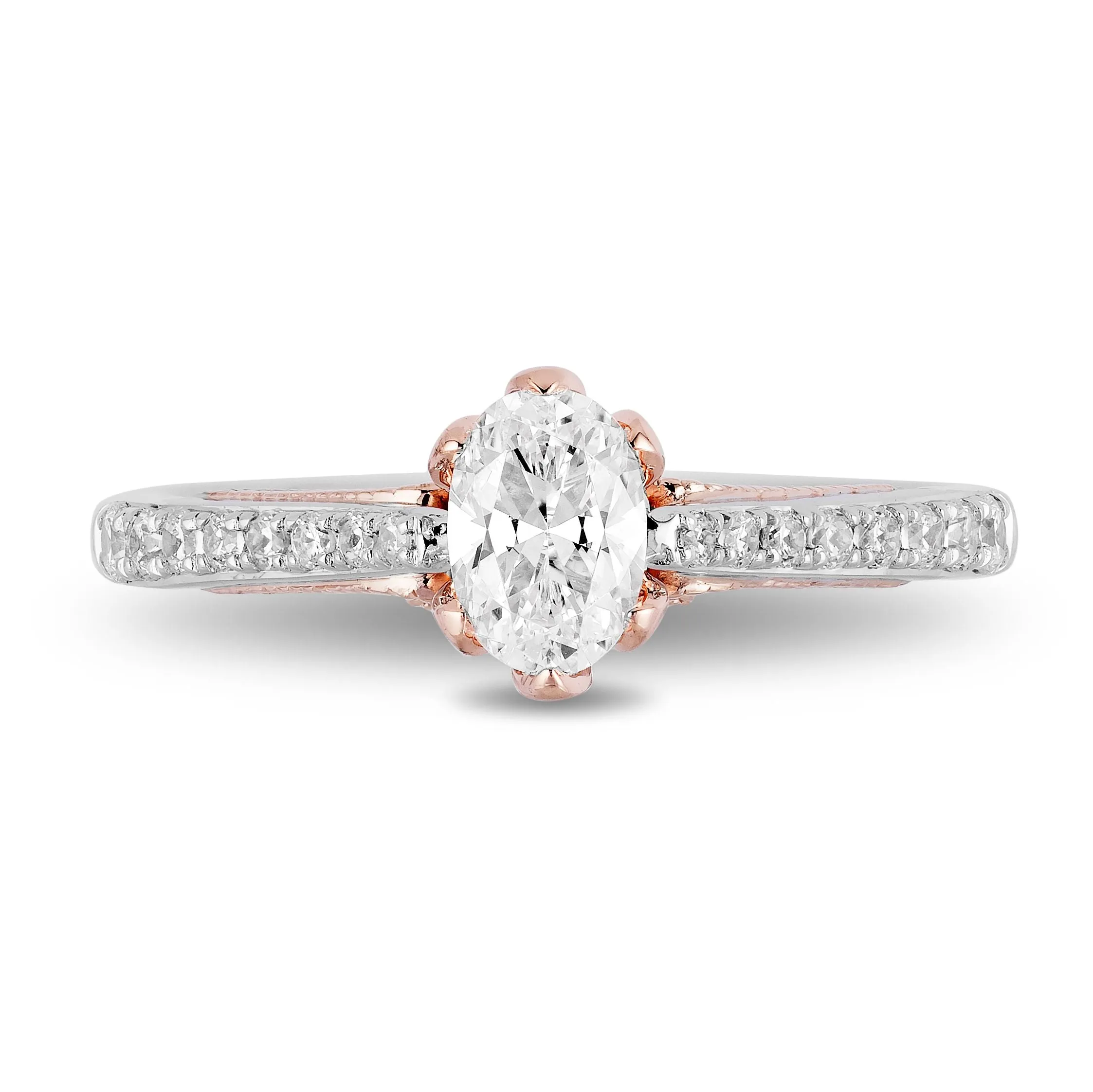 Enchanted Disney Fine Jewelry 14K White Gold and Rose Gold 3/4 CTTW Anna Engagement Ring