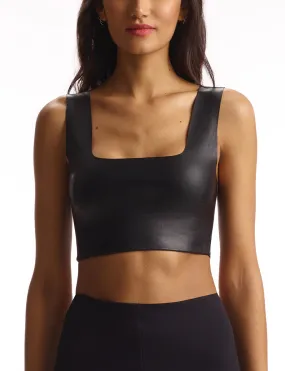 Faux Leather Square neck Crop Top