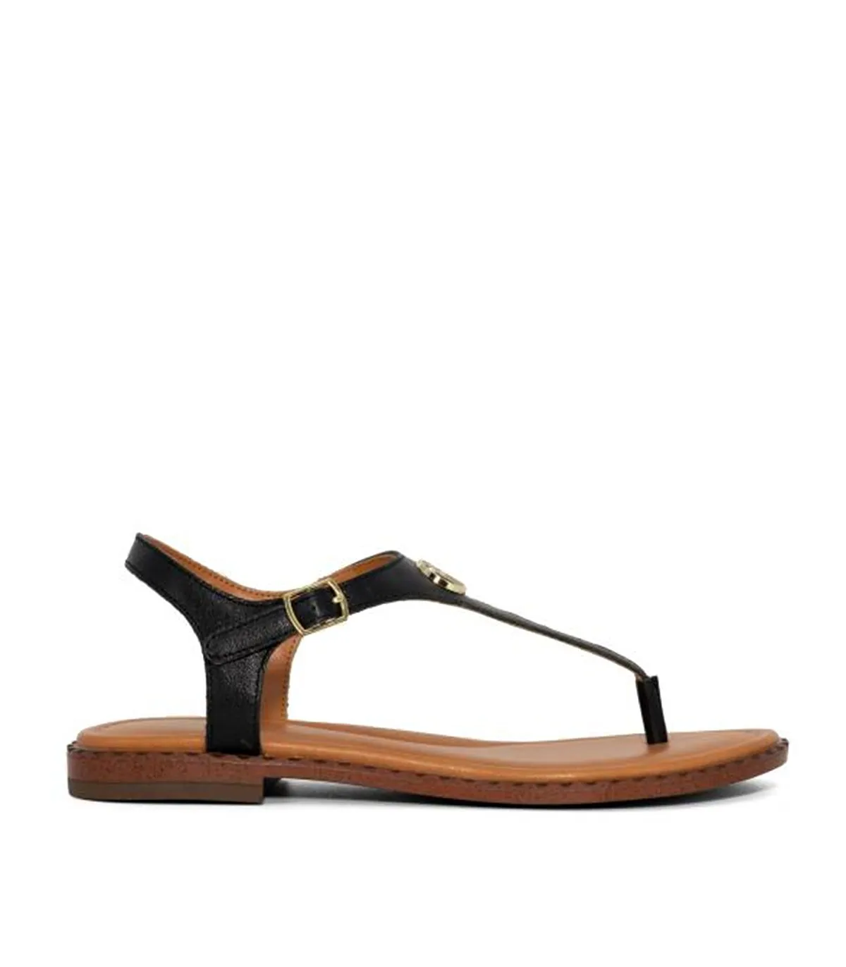 Flat black leather sandals - The Happy Monk Menorca 001