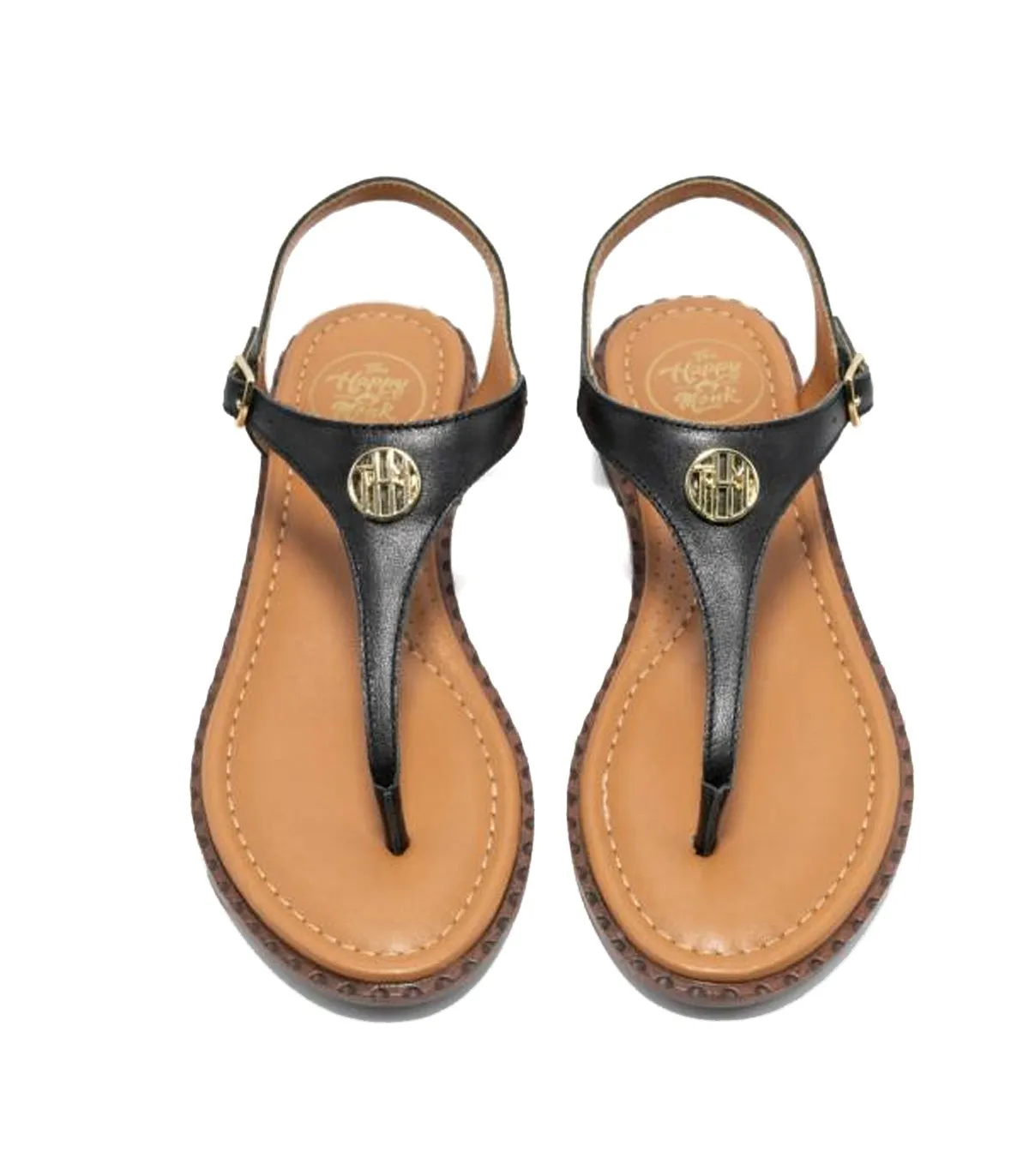 Flat black leather sandals - The Happy Monk Menorca 001