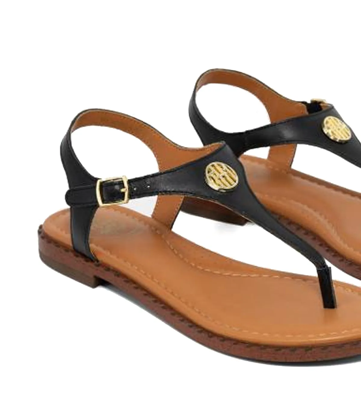 Flat black leather sandals - The Happy Monk Menorca 001