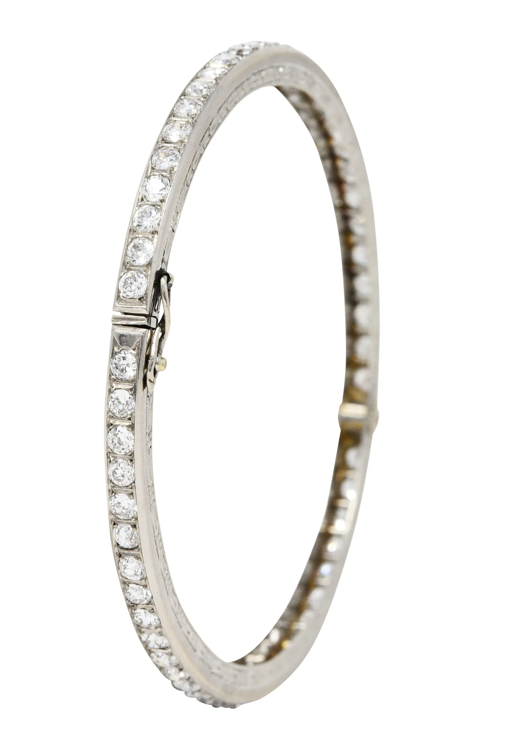 French Art Deco Diamond Platinum Bangle Bracelet - Google SEO Result: Vintage French Diamond Platinum Bangle | Art Deco Bracelet