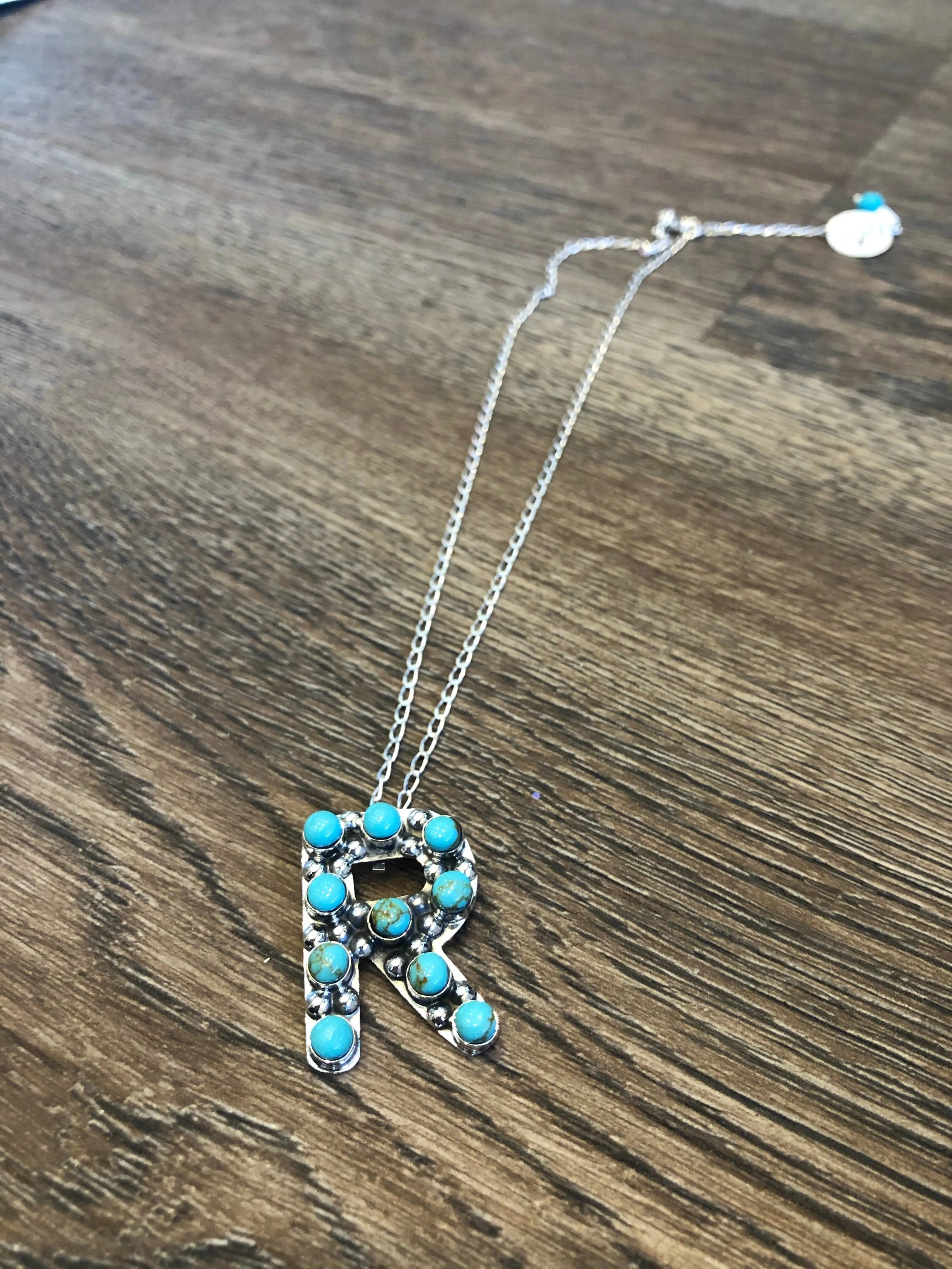 Genuine Kingman Turquoise Initial Necklaces