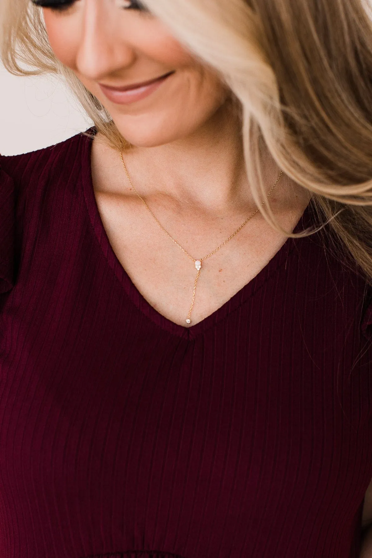 Glimpse Of Happiness Necklace - Gold, Drop Design